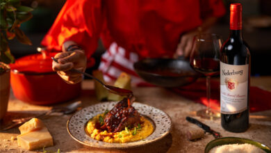 Red wine braised short ribs with risotto