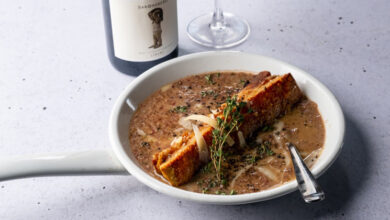 Hearty pork belly and onion soup