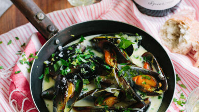 West coast mussels with white wine, leeks, lemon and cream
