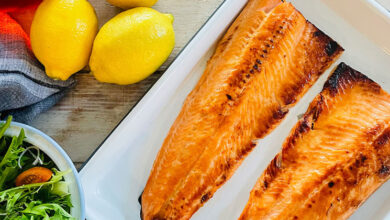 Rooibos-infused glazed braaied trout