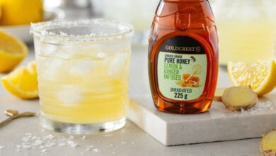 Lemon and ginger infused honey margarita