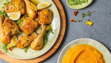 Lemon and thyme roast chicken with honey-butternut mash