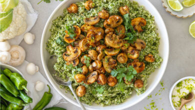 cauliflower rice and spicy Mexican mushrooms combine for a tasty twist