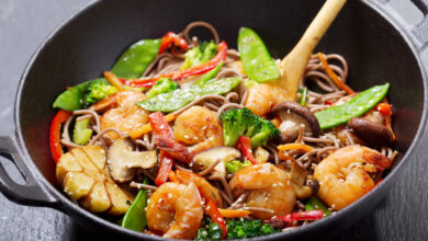 Sizzling shrimp and veggie stir-fry noodles