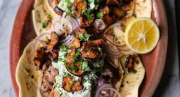 Enjoy Middle Eastern cuisine with lamb shawarmas and aubergines