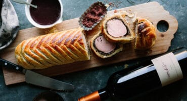 Frans K. Smit with pork Wellington with red wine sauce