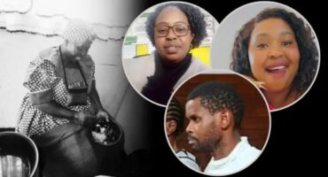 Murder victim left with three inserts of murder accused on right