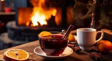 Mulled wine with orange and cinnamon