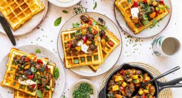 Cheese Waffles with Mushroom Ratatouille