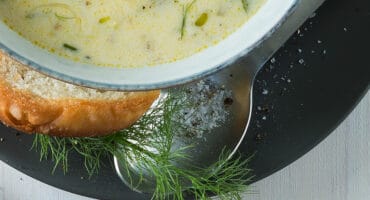 Creamy mussel soup with white wine cream