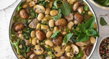 Braised pork with butter beans and mushrooms recipe