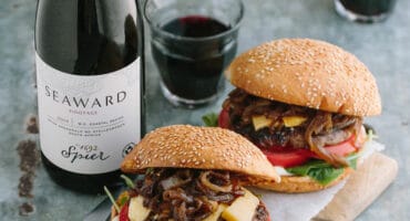 Beef burger with sweet balsamic onions and mature gouda