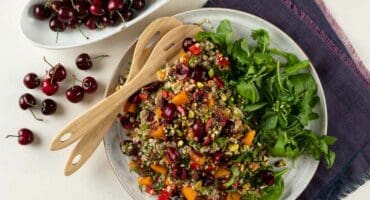 Ancient grain salad with cherries and butternut