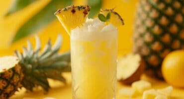 Creamy pineapple cocktail with vanilla vodka