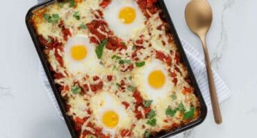 Deliciously cheesy Shakshuka
