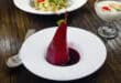 Poached pears in red wine