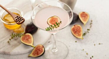 Pink fig and honey martini with elderflower liqueur