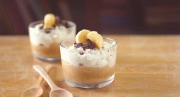 Banoffee pie with caramel treat and dark chocolate