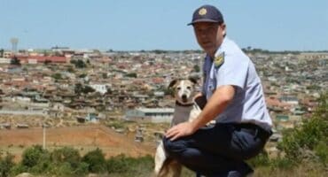Sergeant Jacobus Spangenberg and his police dog, Donna.