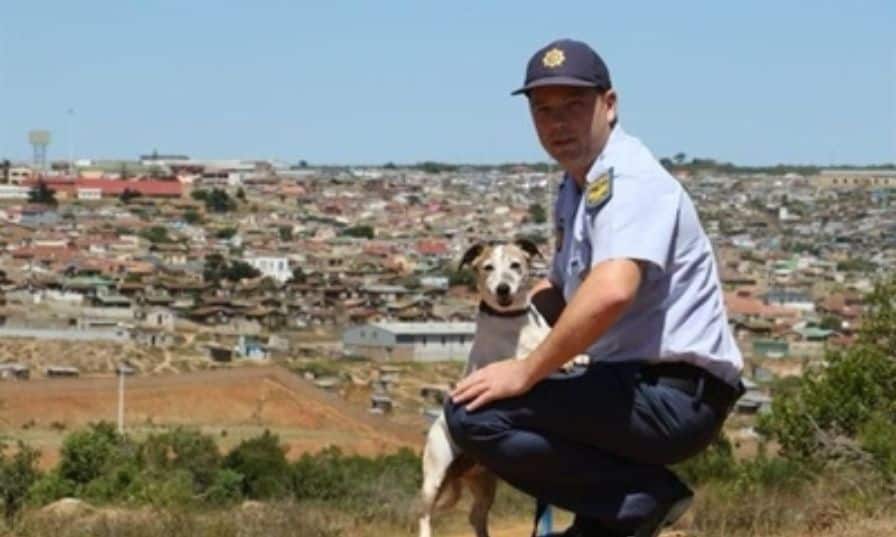 Sergeant Jacobus Spangenberg and his police dog, Donna.
