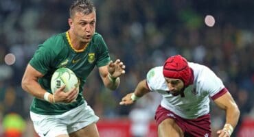 Handré Pollard on his way for a try during the 2025 Castle Lager Incoming Series match between South Africa and Georgia at Mbombela Stadium on July 19. Photo: Johan Orton/Caxton Local Media