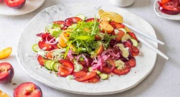 Pickled plum and zucchini carpaccio