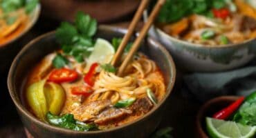 Warming Tom Kha with tender pork fillet