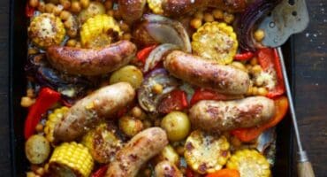 Easy-to-make sausage tray bake