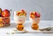 Spicy stone fruit compote with honeyed yoghurt and pistachios