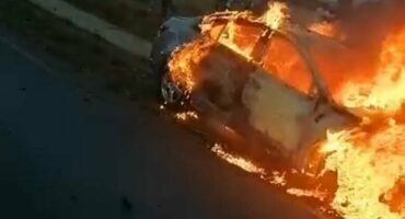 The cash-in-transit vehicle that was bombed.