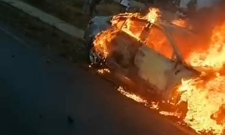 The cash-in-transit vehicle that was bombed.