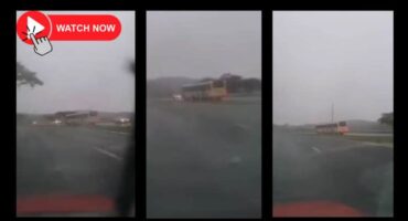 A selection of screenshots from a video showing what seems to be a Buscor bus driving in oncoming traffic in misty and rainy weather conditions between Mbombela and White River in Mpumalanga.