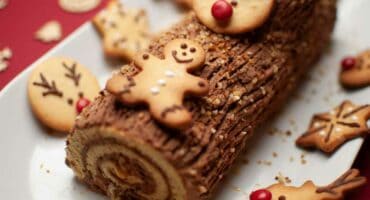 Enjoy a sweet slice of Christmas with this classic chocolate Yule log