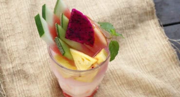 Watermelon, pineapple and dragon fruit cocktail