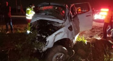 One of the bakkies involved in the crash.