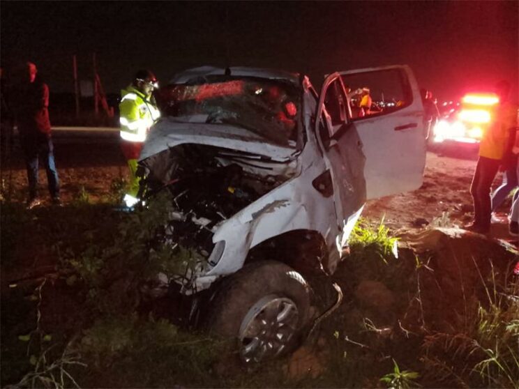 One of the bakkies involved in the crash.