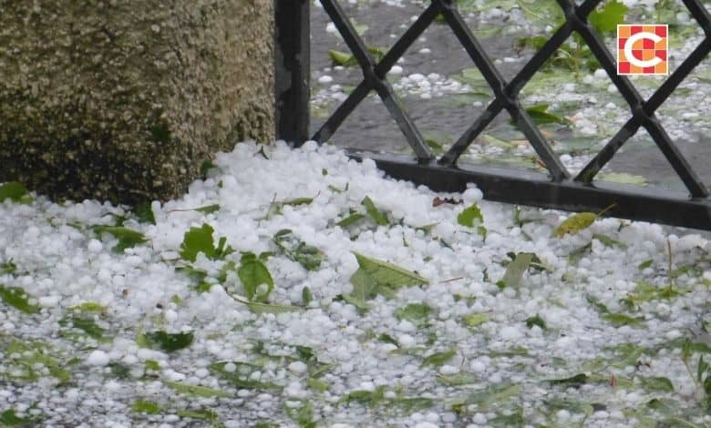 A photo of hail for illustration purposes
