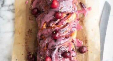 Fresh cherry babka with icing drizzle