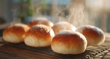 Freshly baked gluten-free rolls made in an air fryer