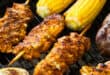 Curried chicken kebabs made on the braai
