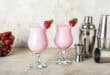 Creamy strawberry Pina Colada cocktail 