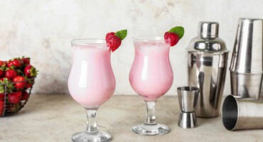 Creamy strawberry Pina Colada cocktail 