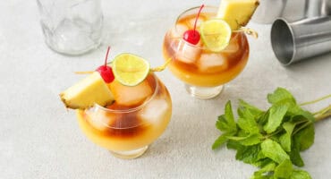 Mai Tai cocktail with orange curaçao and almond syrup