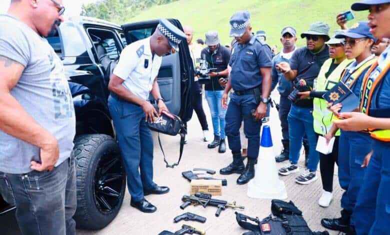 SAPS on the scene after intercepting an alleged arms dealer.