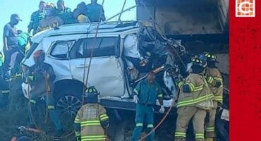 Emergency services at the scene of the accident.