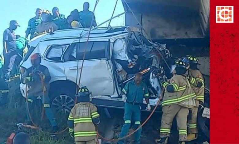 Emergency services at the scene of the accident.