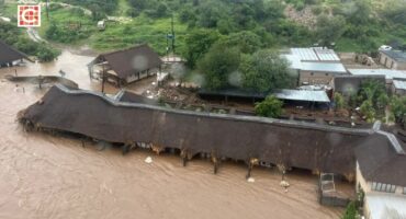 The flooding at the Kambaku 2 Boat Safari Lodge.
