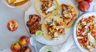 Harissa yoghurt-marinated chicken with charred nectarines