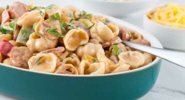 Simply scrumptious chorizo and mixed pepper pasta