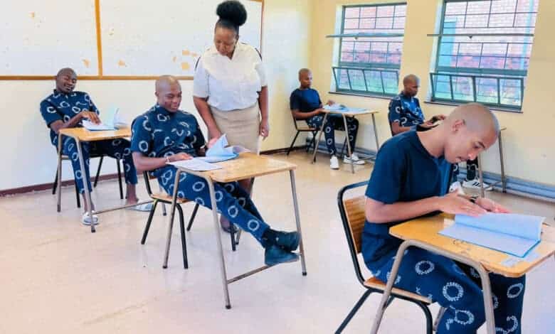 Emthonjeni Juvenile Centre inmates writing their NSC exams.